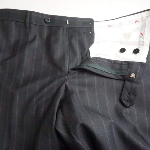 Isaia Charcoal Gray Purple Pinstriped Wool 2 Pc Suit Jacket Pants 42R BRAND NEW - Picture 11 of 11